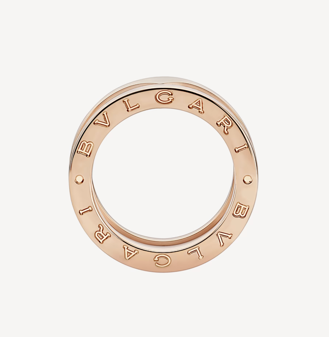[Velnora Jewelry]ZERO 1 TWO-BAND LOOPS AND WHITE CERAMIC SPIRAL PINK GOLD RING